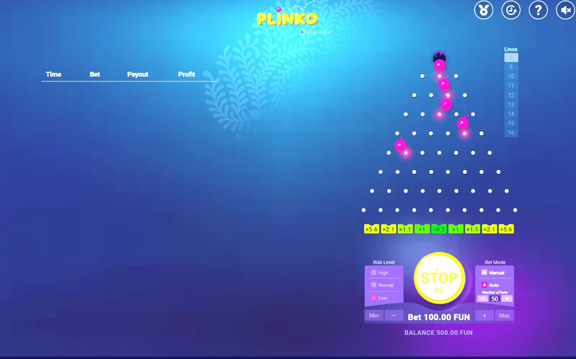 Аналитика RTP и волатильности в Plinko