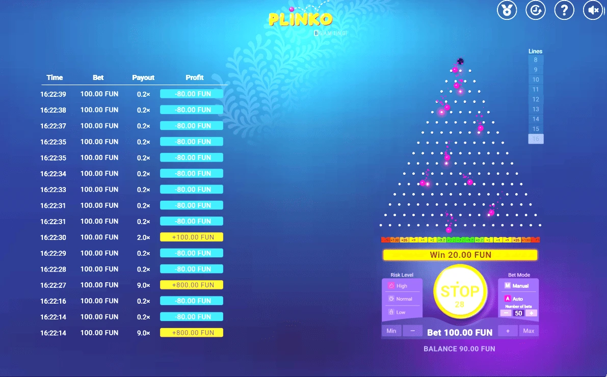 Выбор платформы для игры в Plinko